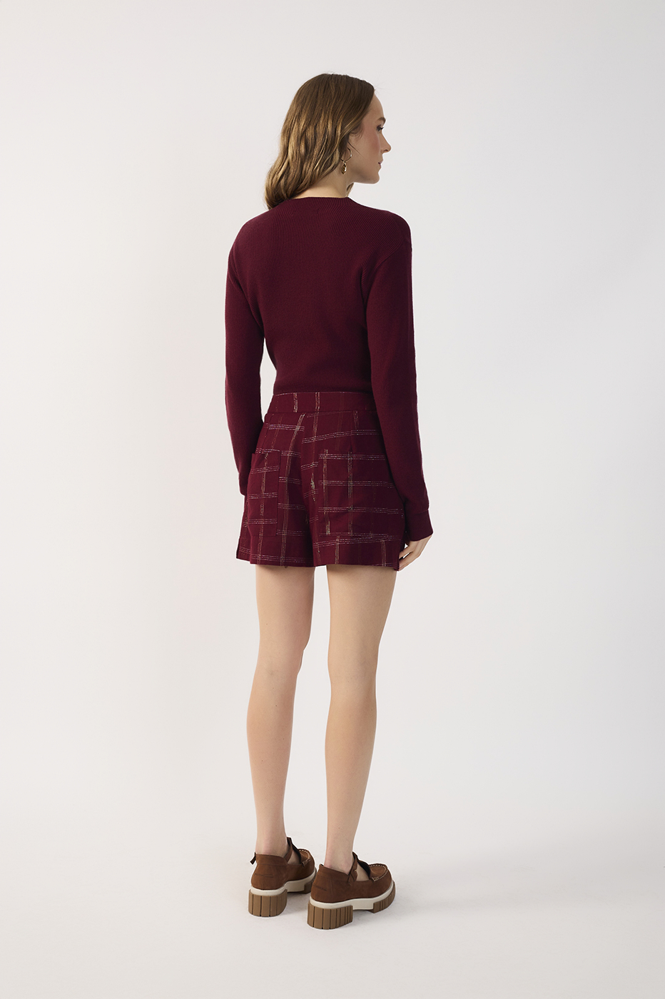 Checkered Lurex Linen Shorts_6