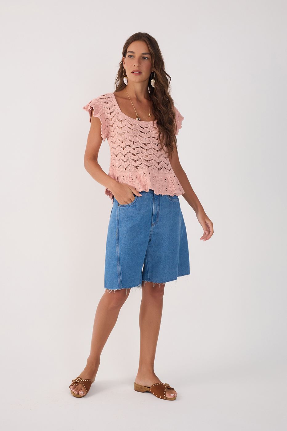 Denim Offset Stitching Bermuda_2