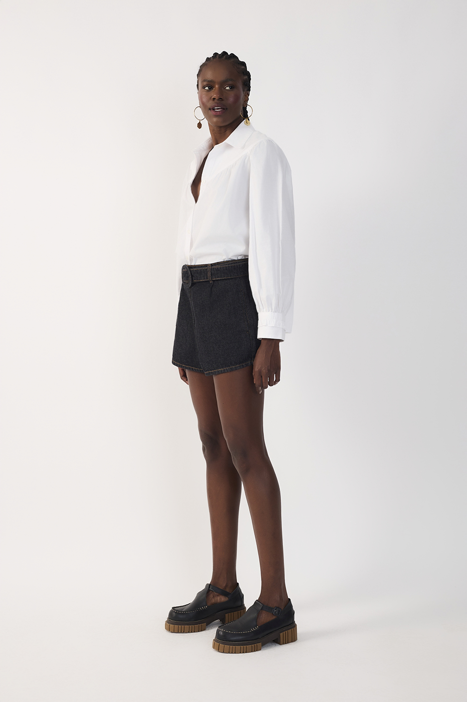 Black Belt Jeans Shorts_3