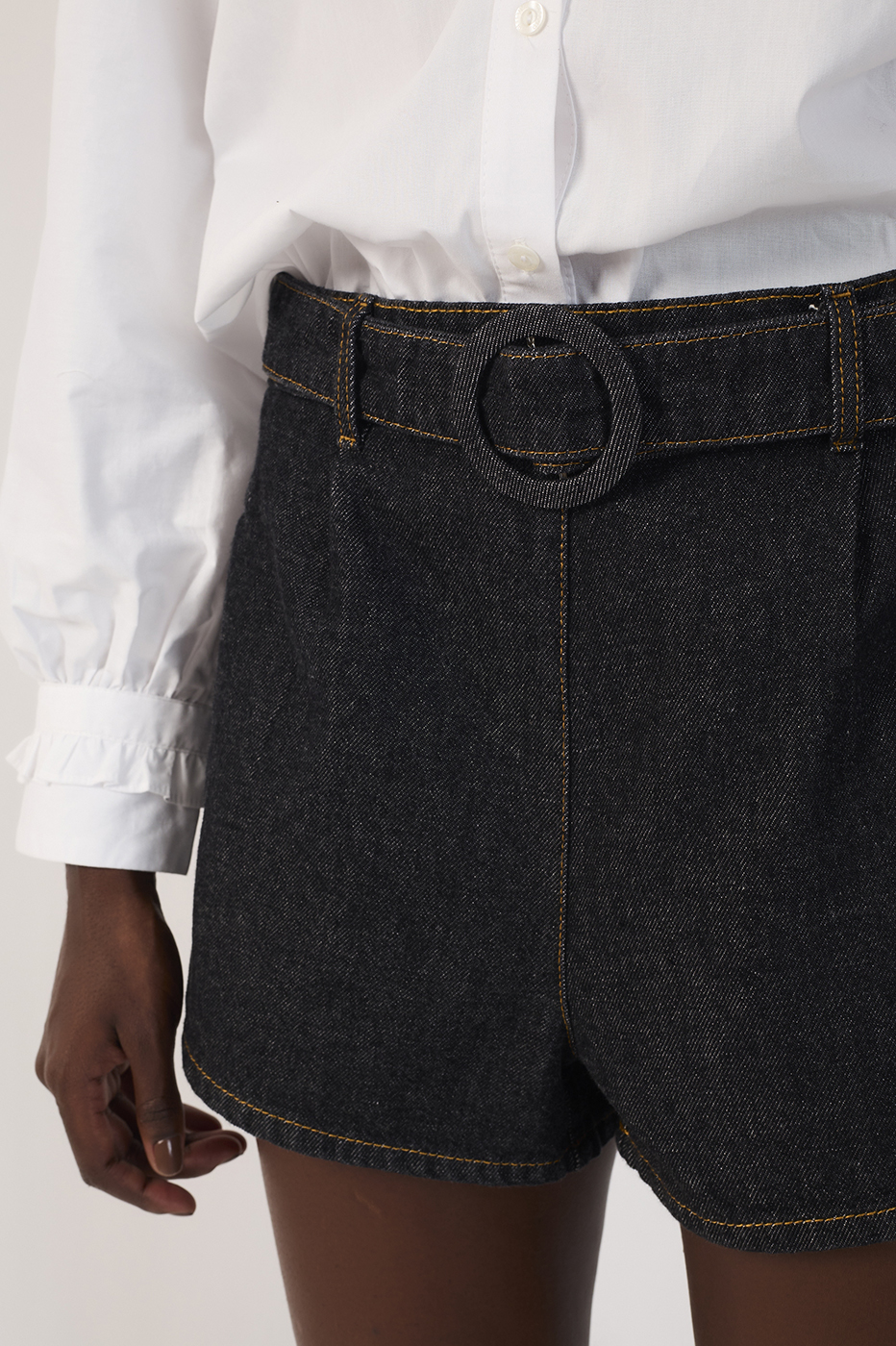 Black Belt Jeans Shorts_6