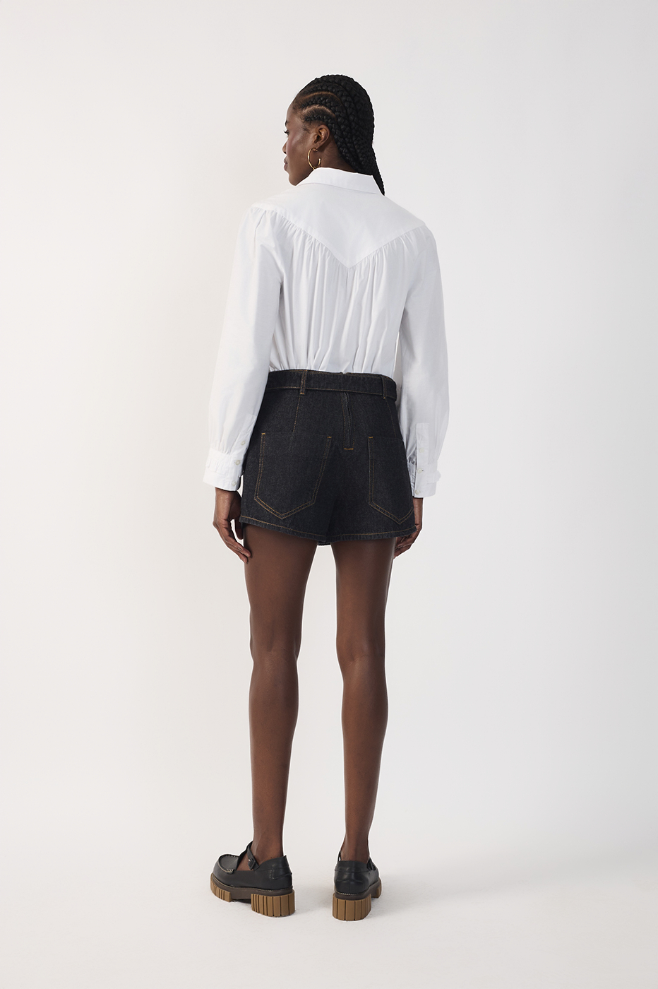 Black Belt Jeans Shorts_7
