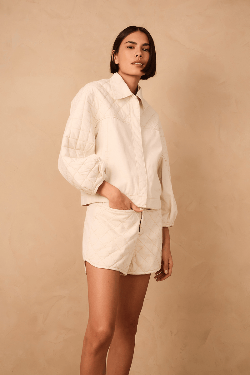 Off-White Front Pockets Quilted Linen Twill Shorts_1