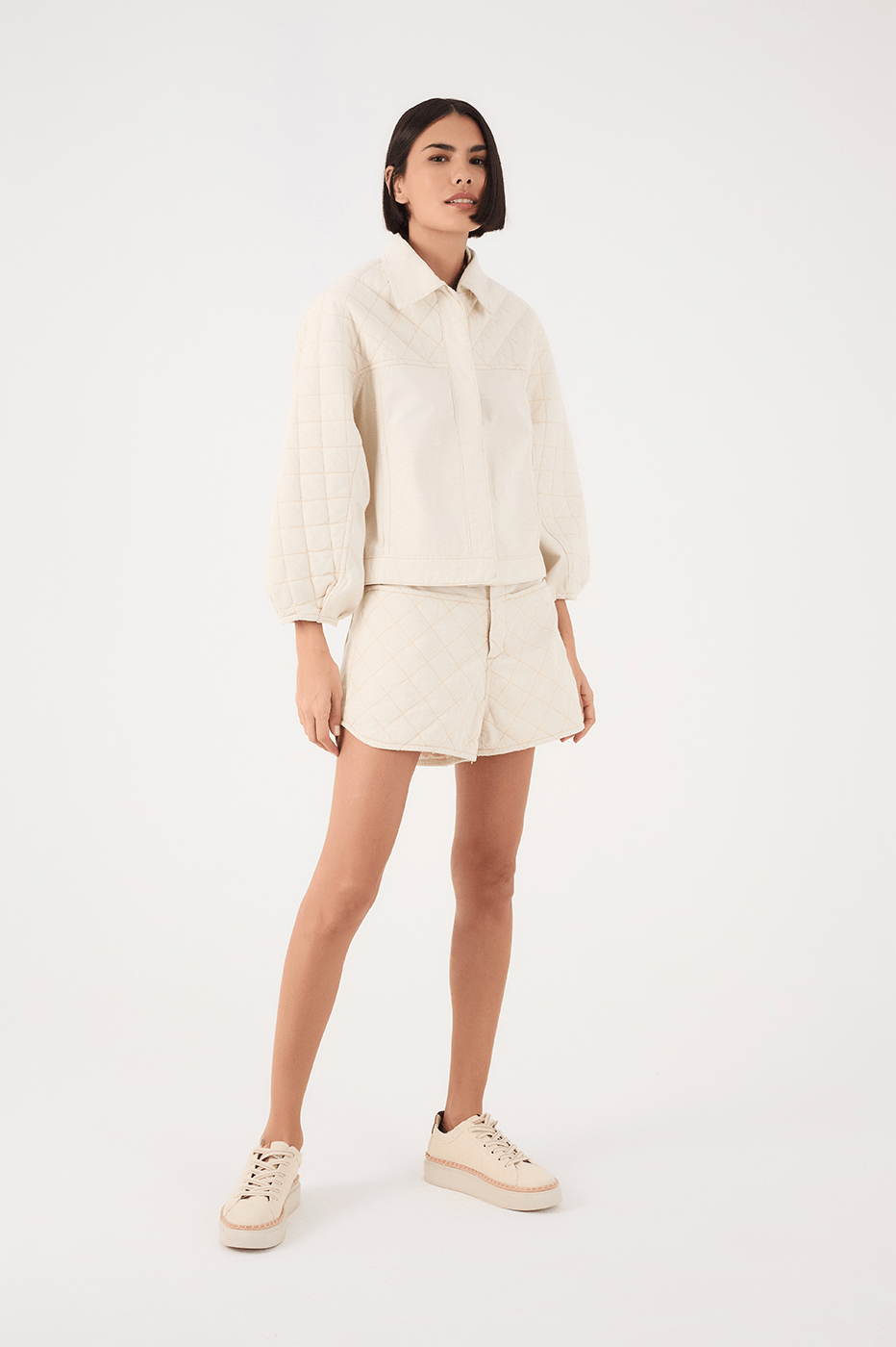 Off-White Front Pockets Quilted Linen Twill Shorts