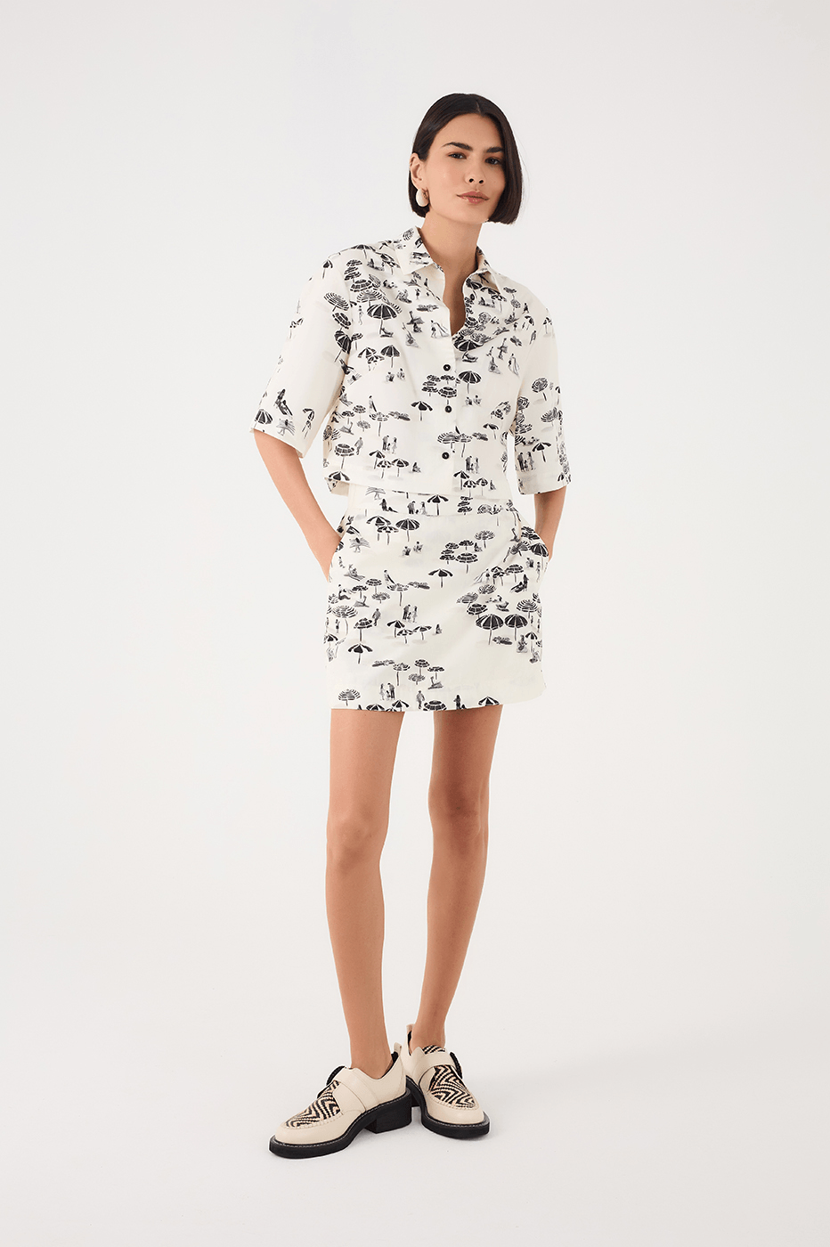 Off-White Areia Elastic Waist Side Pockets Mini Skort