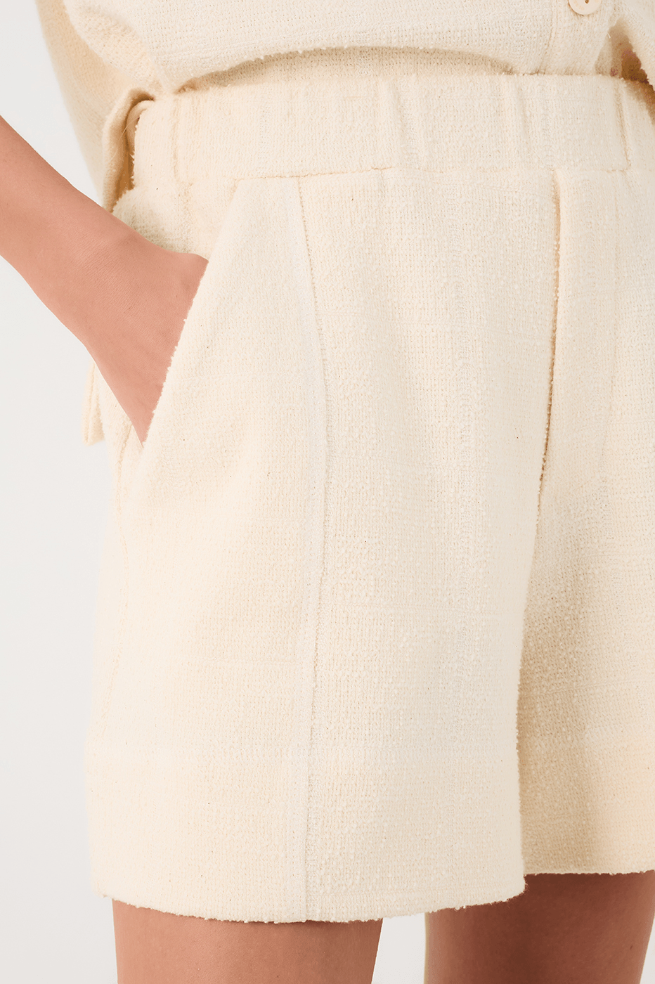 Off-White Side Pockets Elastic Waistline Boucle Shorts