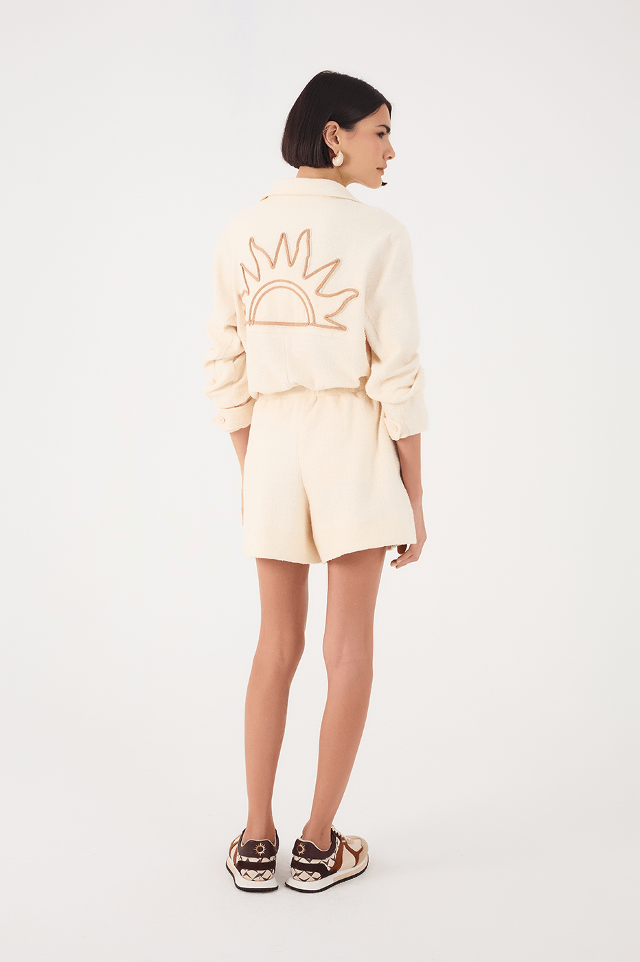 Off-White Side Pockets Elastic Waistline Boucle Shorts