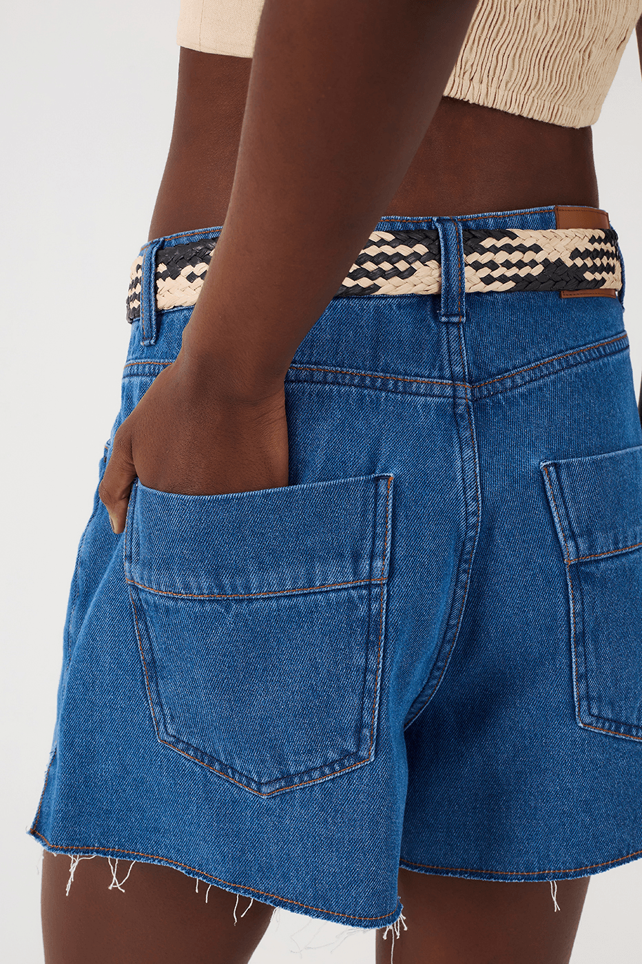 Denim Clear Pockets Boyfriend Shorts