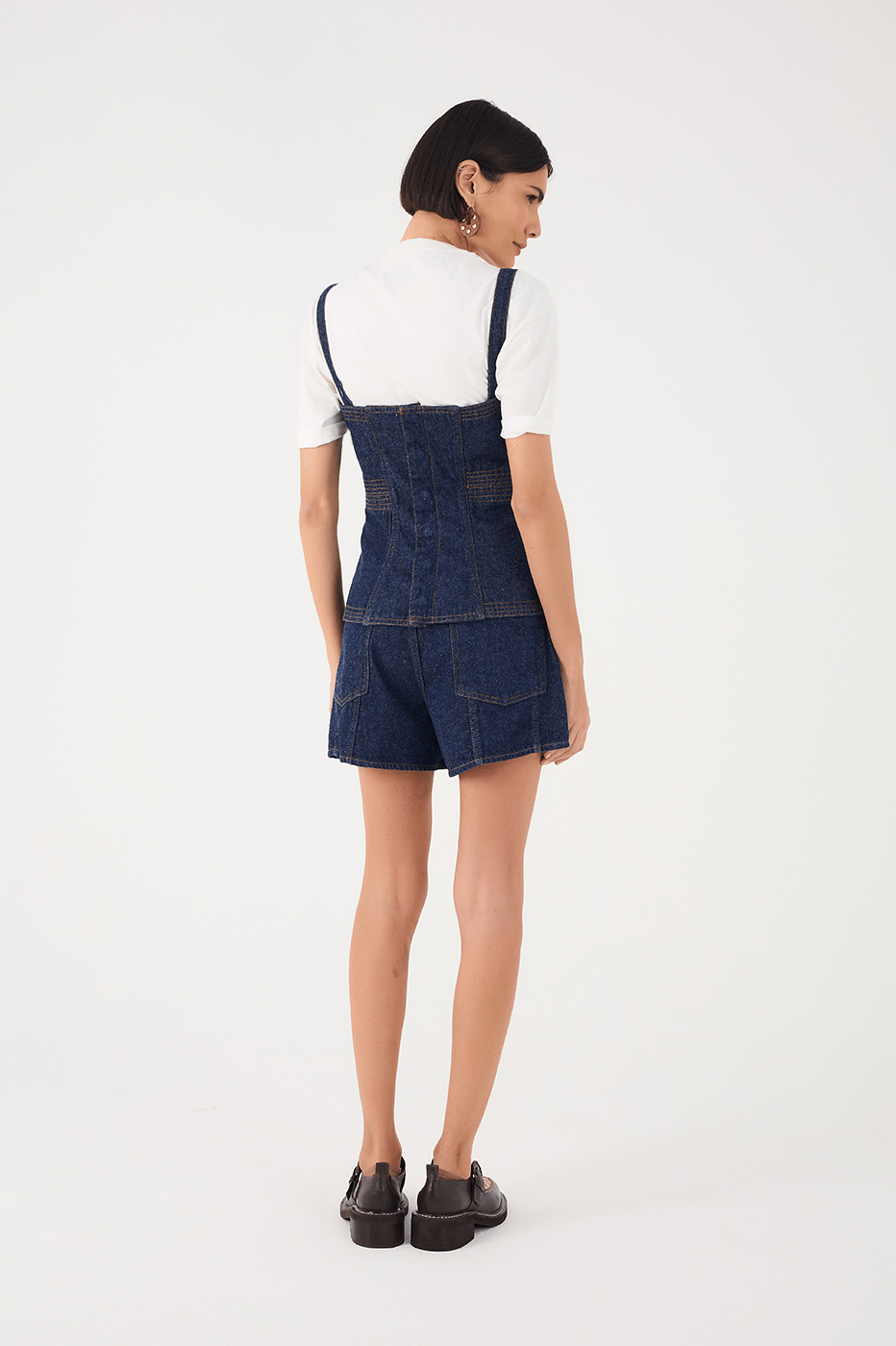 Denim Seam Pockets Shorts