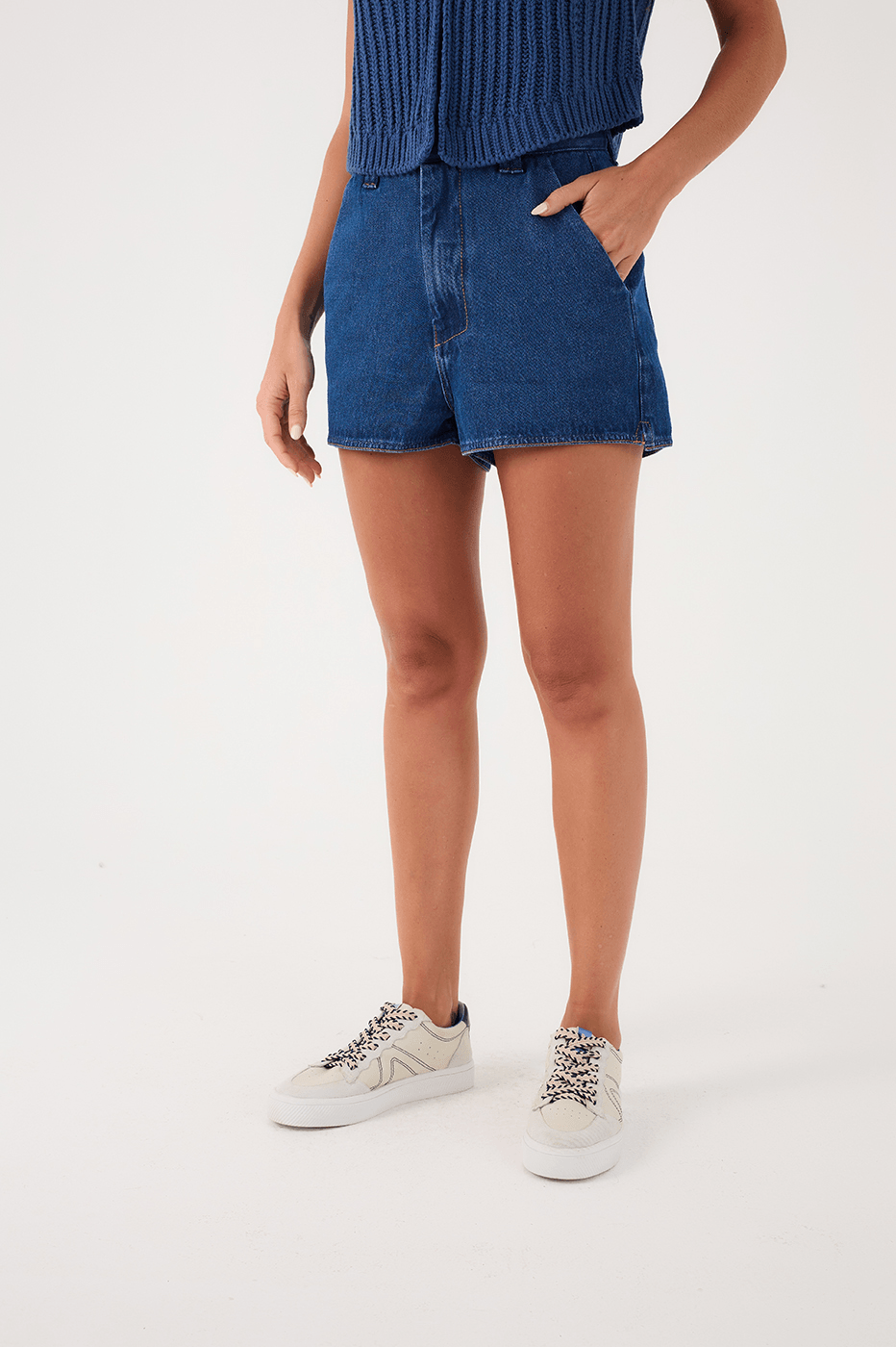 Denim Pockets Tailored Shorts
