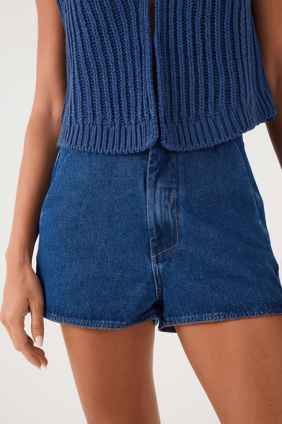 Denim Pockets Tailored Shorts