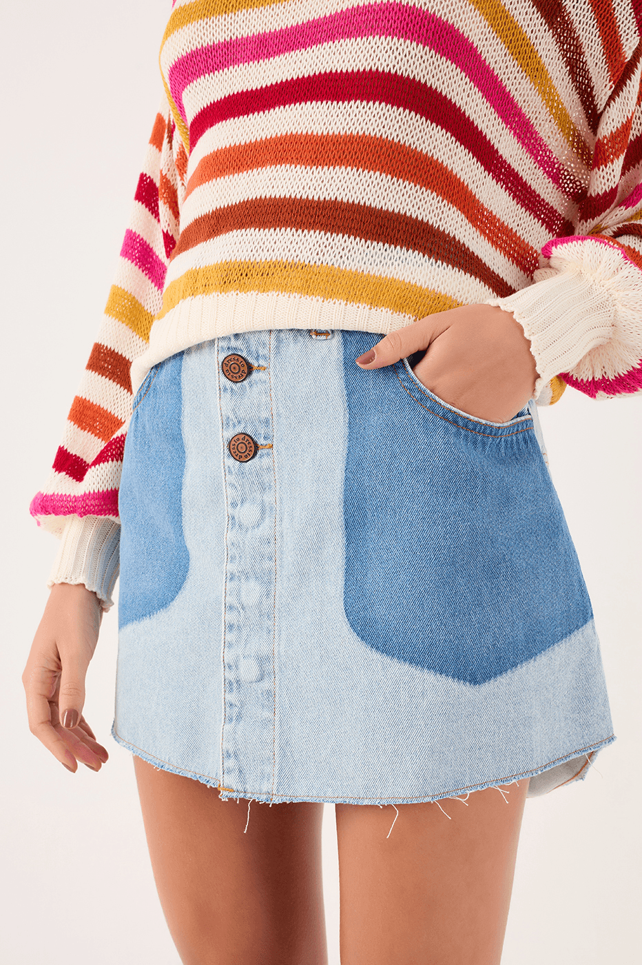 Signature-Detail Denim Skirt_3