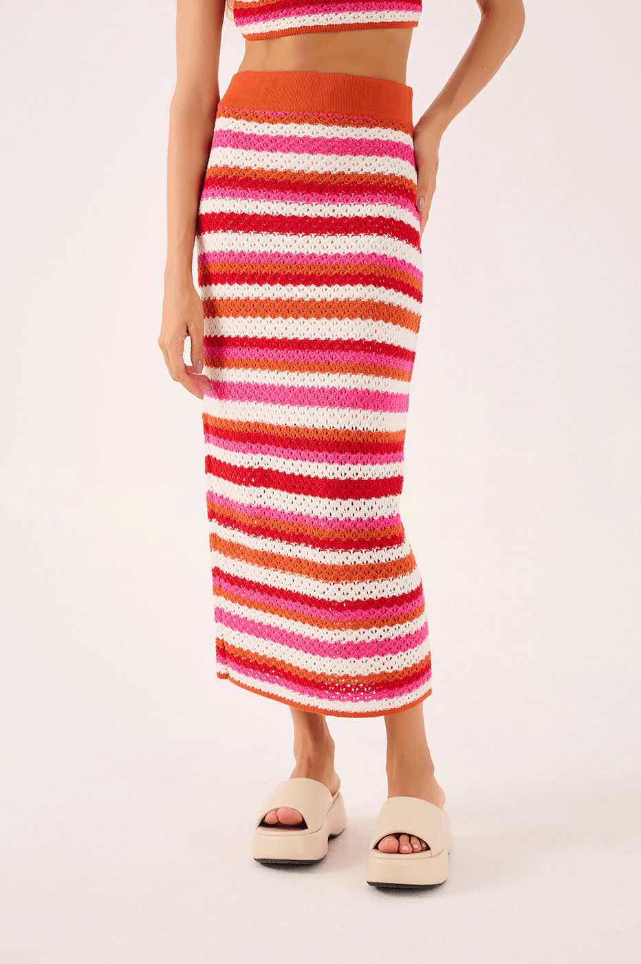 Midi Knit Striped Skirt_3