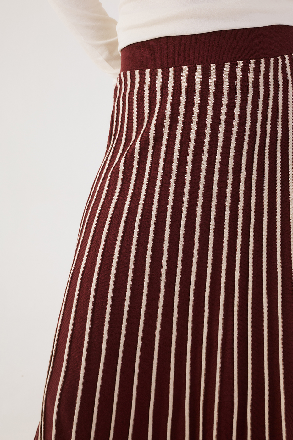 Wine Bossa Stripes Tricot Maxi Skirt