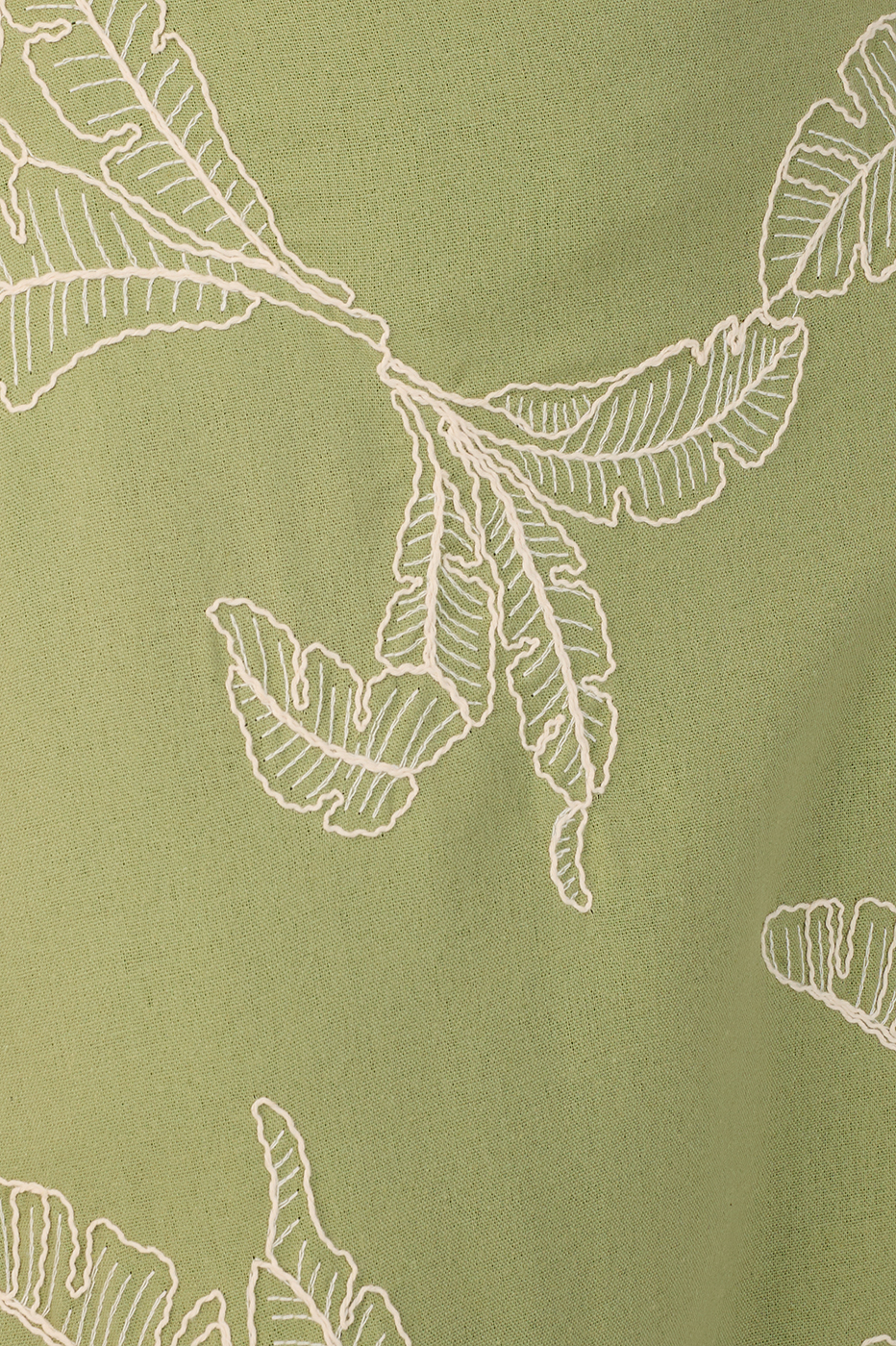 Cropped Linen Embroidered Leafs Skirt