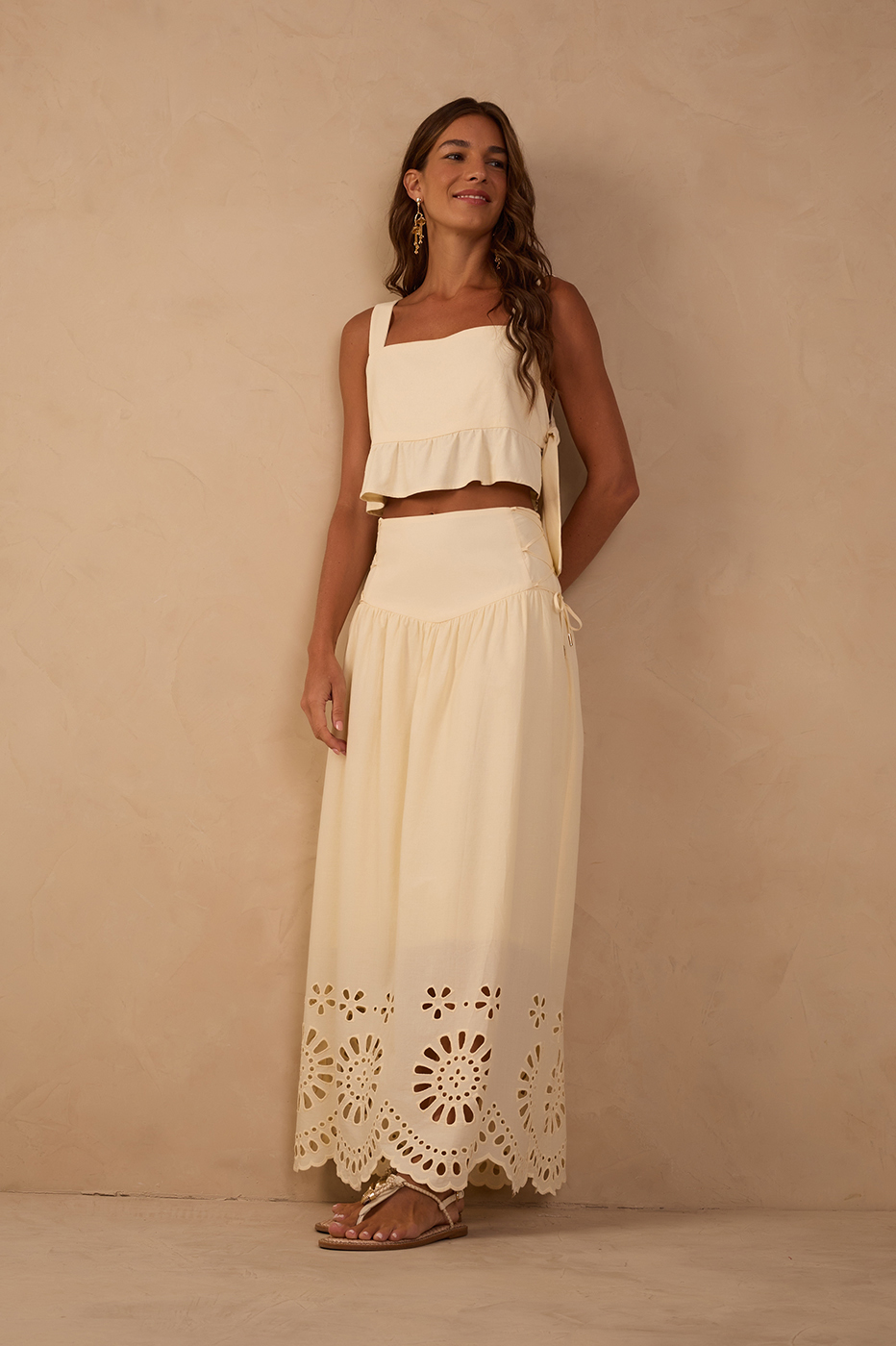 Embroidered Cotton Midi Skirt