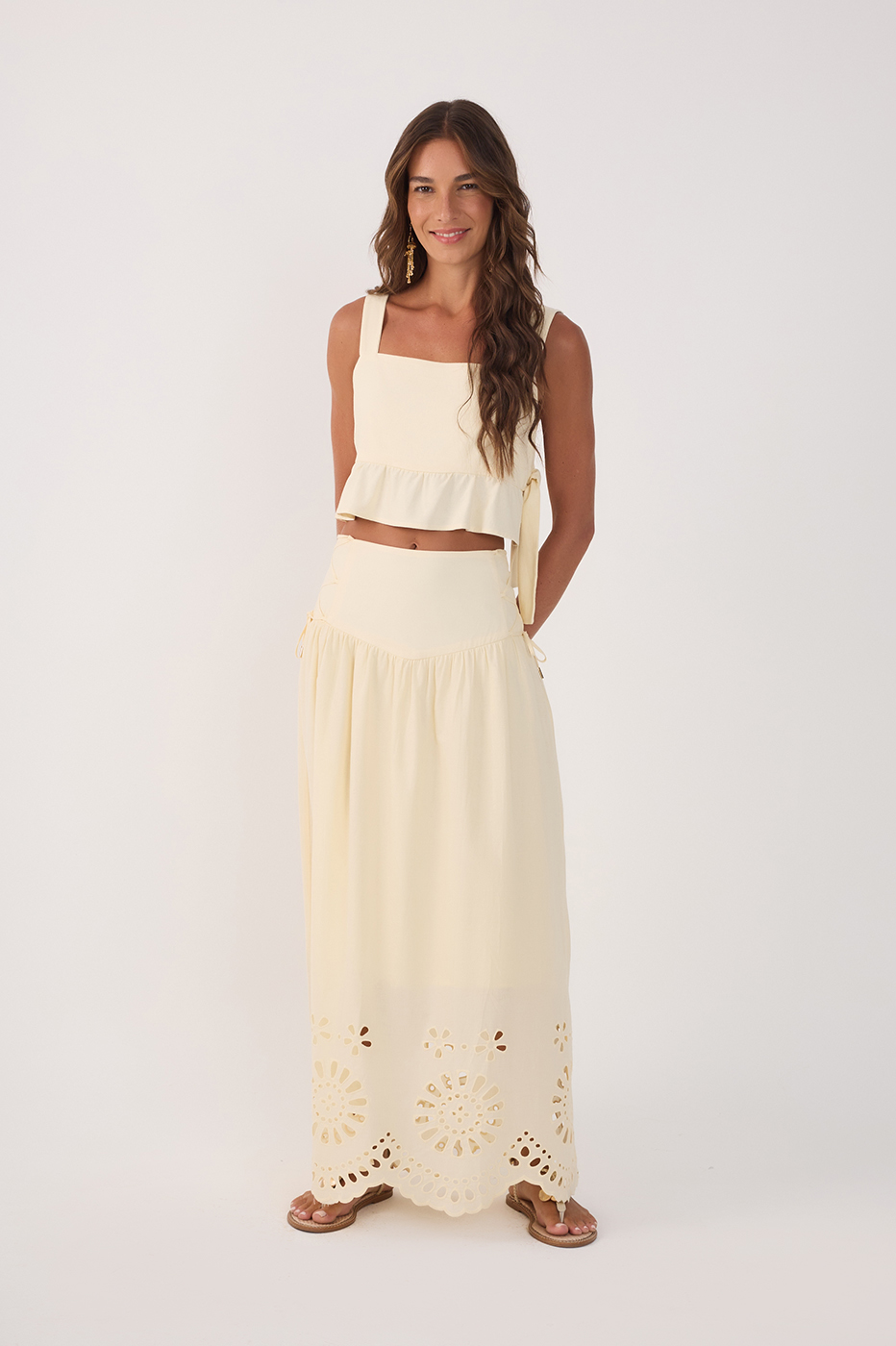 Embroidered Cotton Midi Skirt