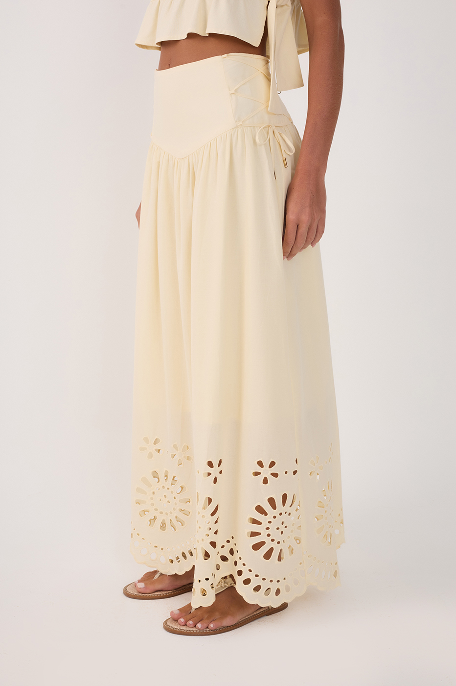 Embroidered Cotton Midi Skirt