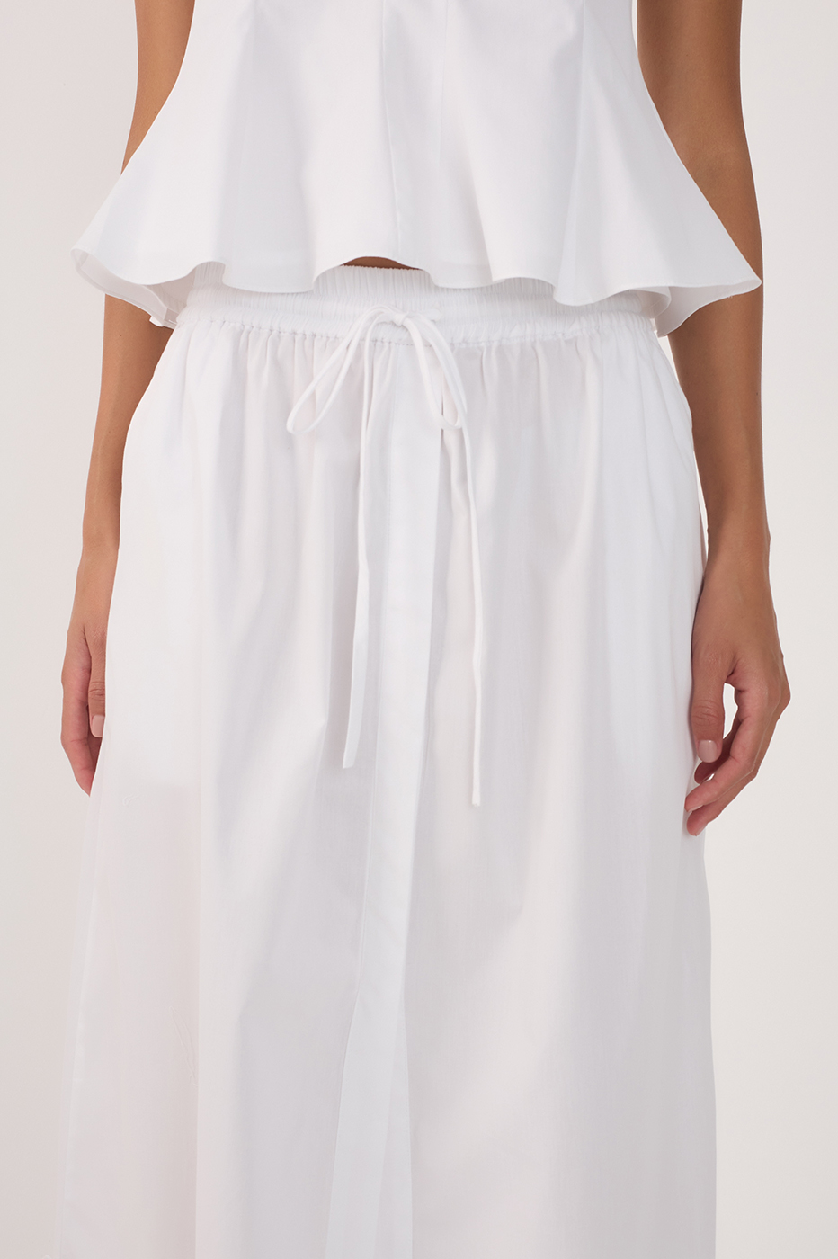Frilled Cotton Midi Skirt