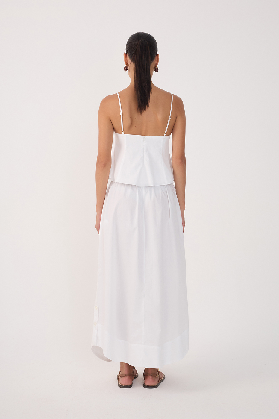 Frilled Cotton Midi Skirt