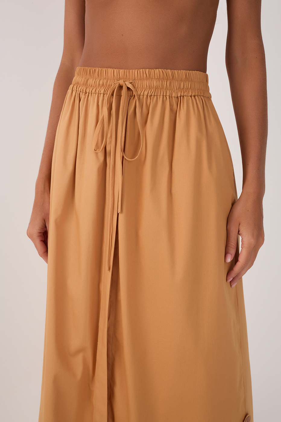 Cotton Midi Ruched Skirt_5