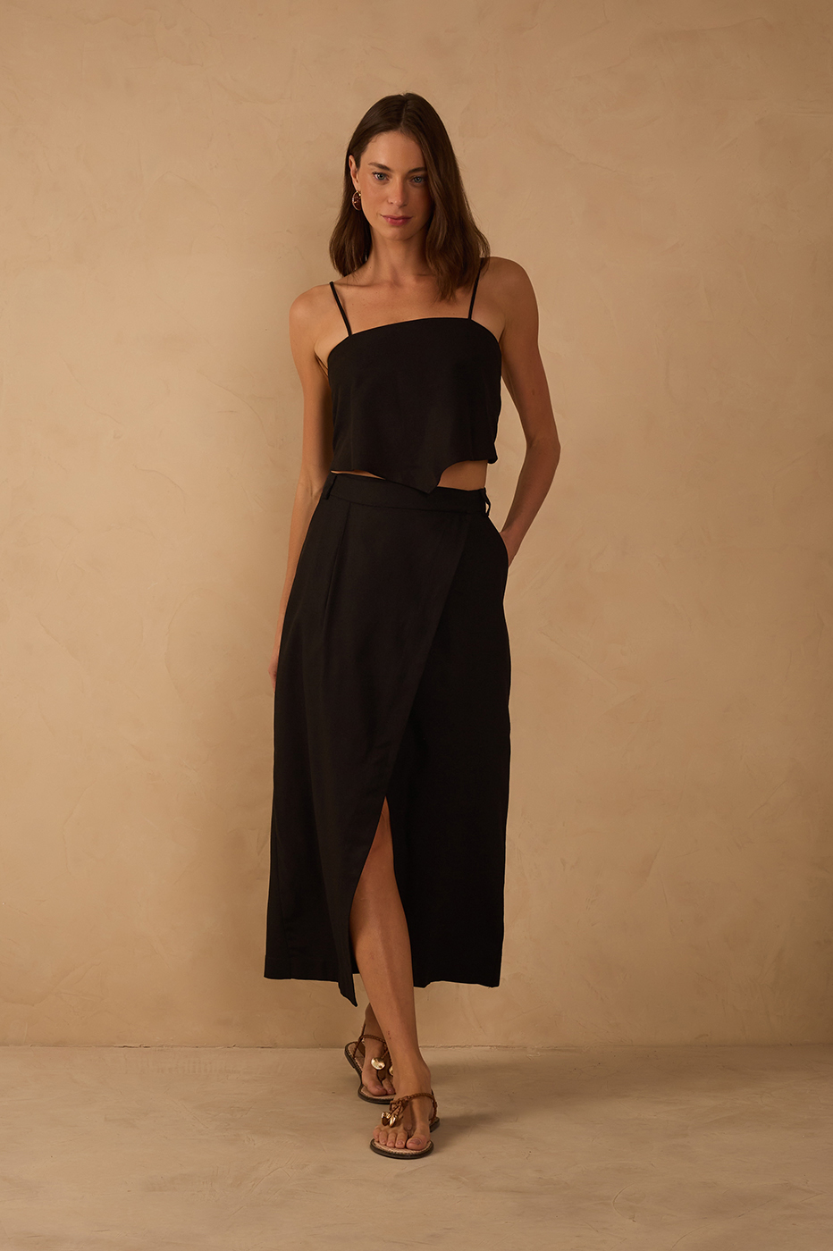 Linen Midi Wrap Skirt_1