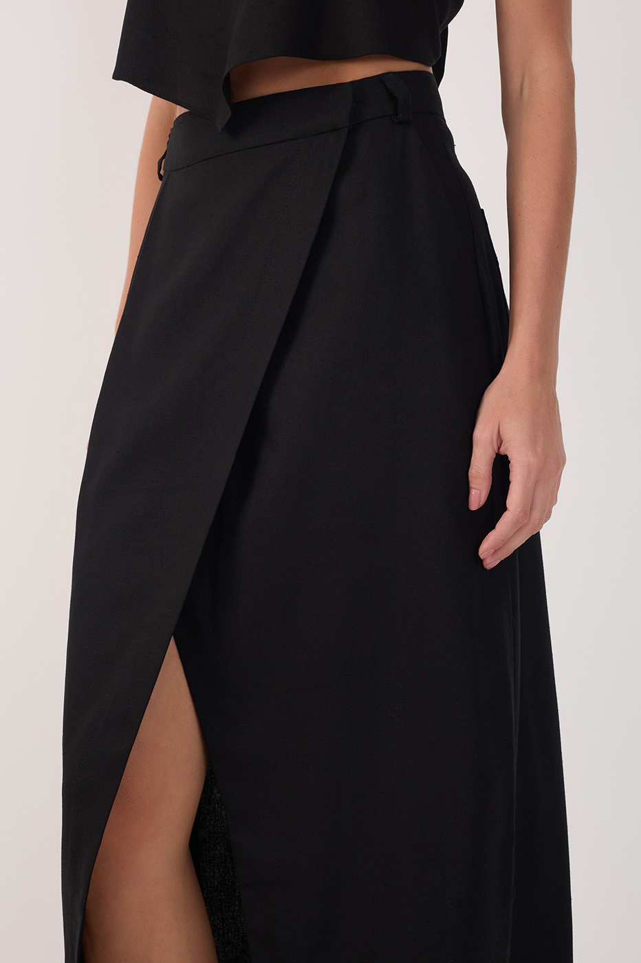 Linen Midi Wrap Skirt