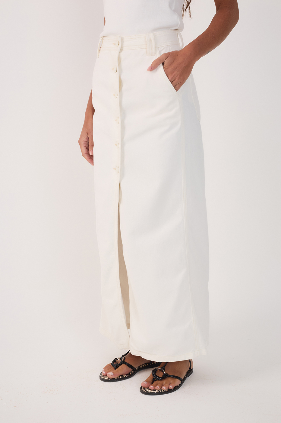 Twill Skirt with Pockets