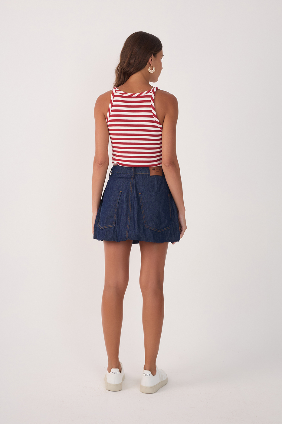 Denim Belt Loops Balloon Mini Skirt_5