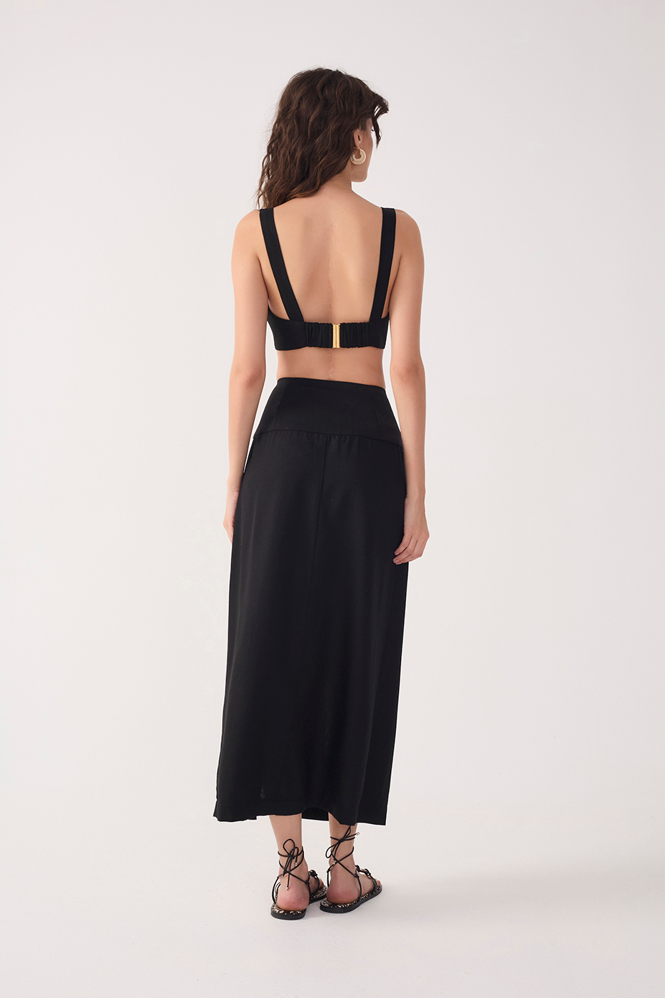 Midi Linen Buttons Skirt_5