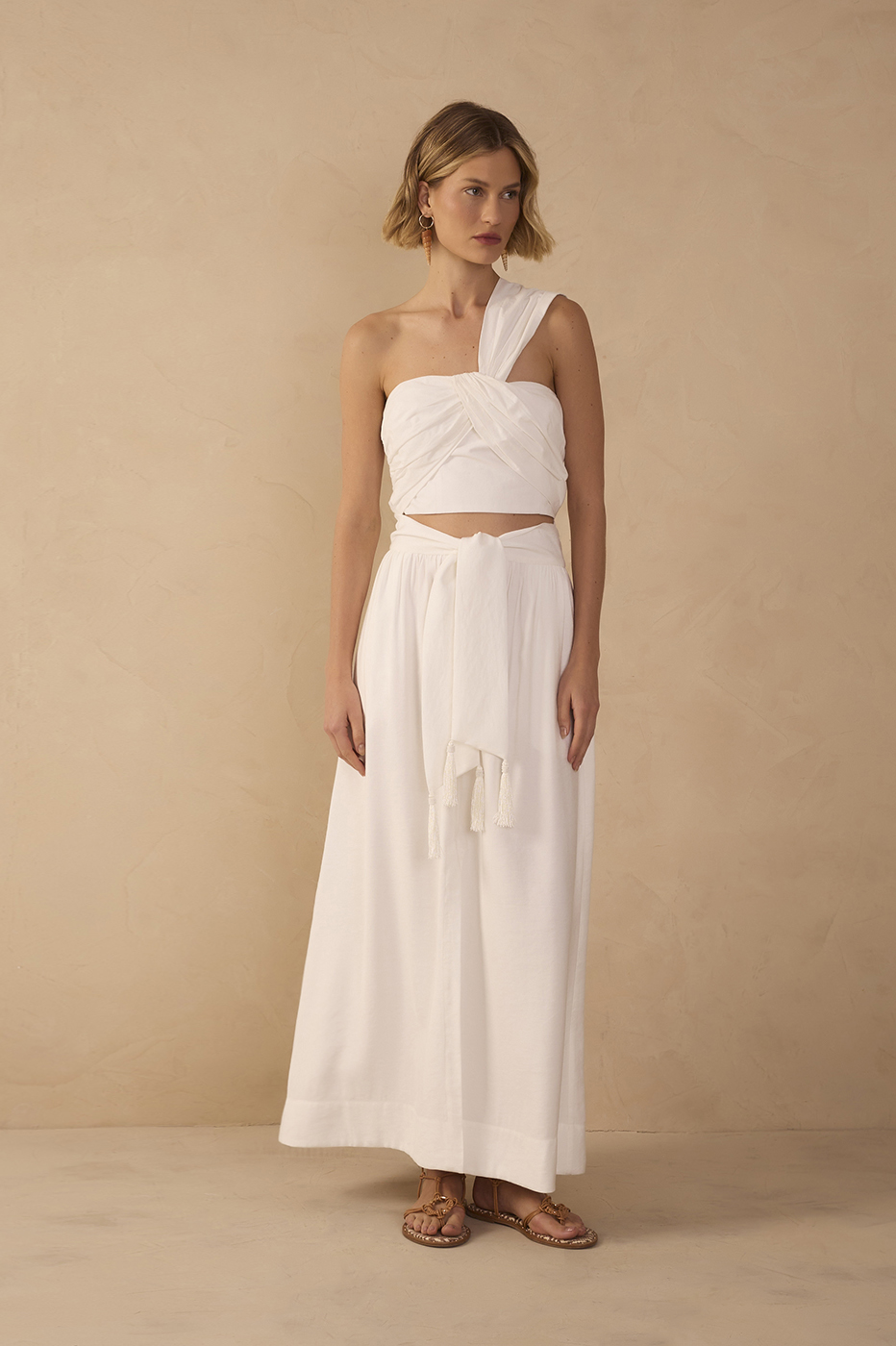 Off-White Tie Waist Maxi Skirt_1