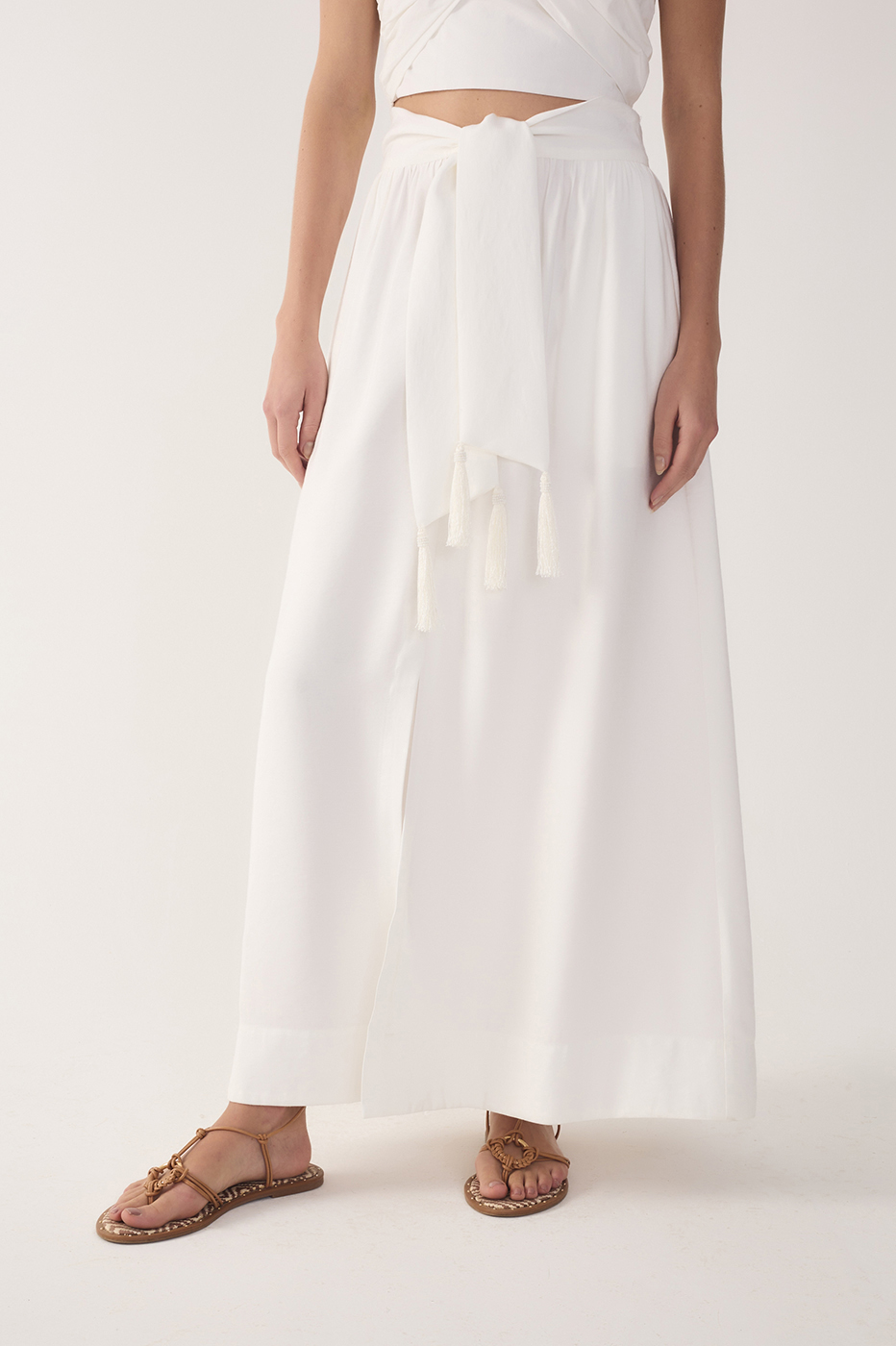 Off-White Tie Waist Maxi Skirt_4
