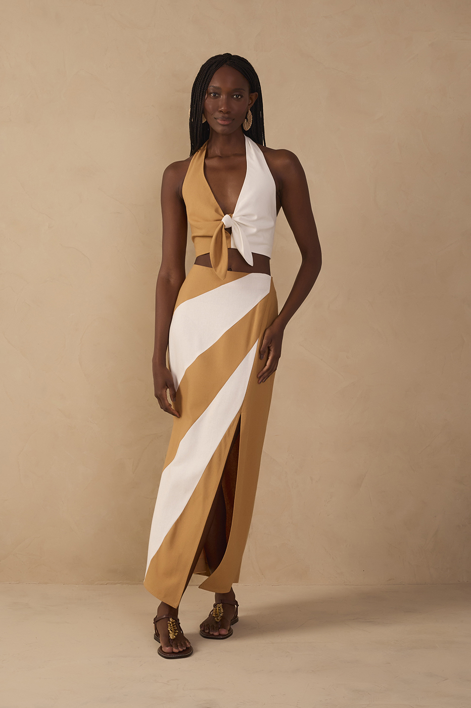 Bicolor Midi Linen Skirt_1