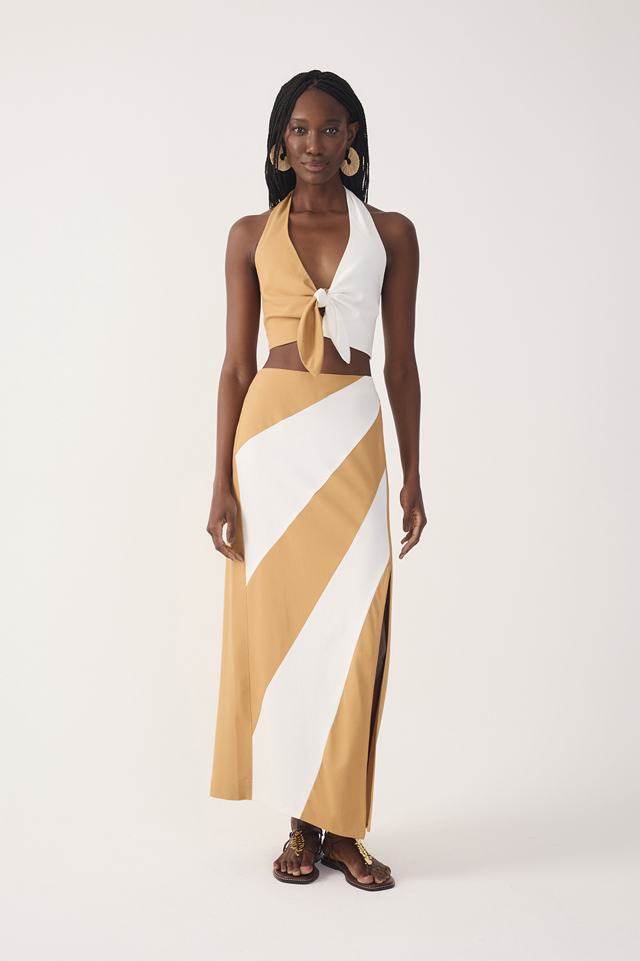 Bicolor Midi Linen Skirt_2