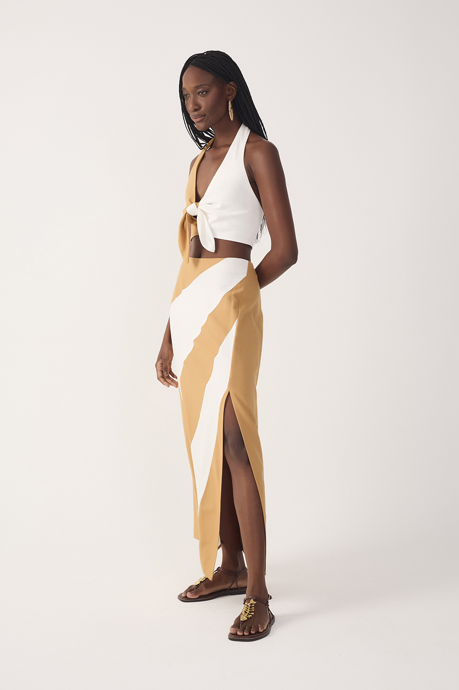 Bicolor Midi Linen Skirt_3