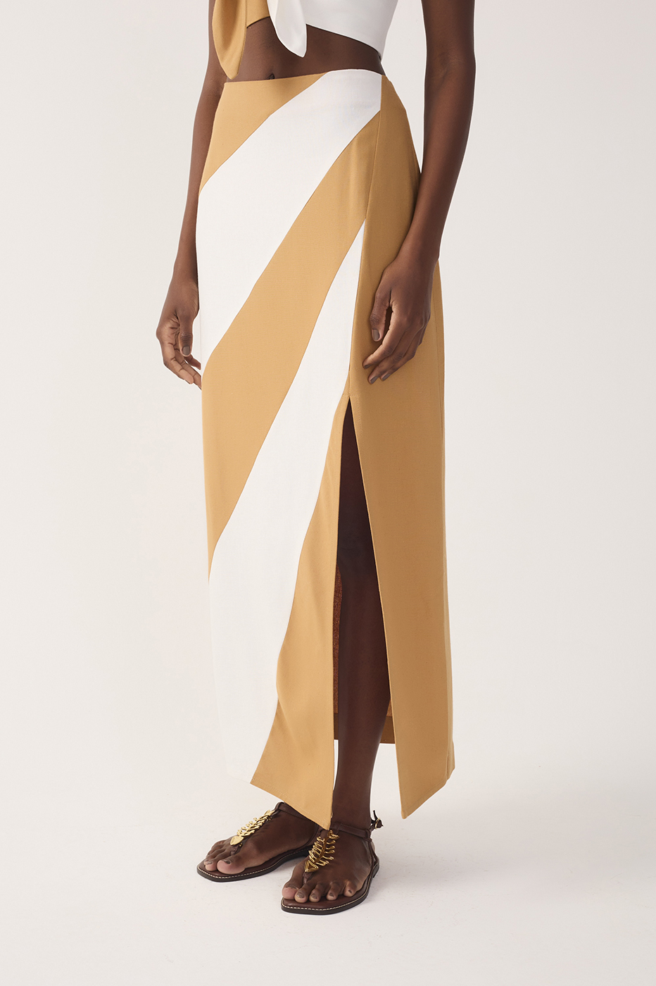 Bicolor Midi Linen Skirt_4