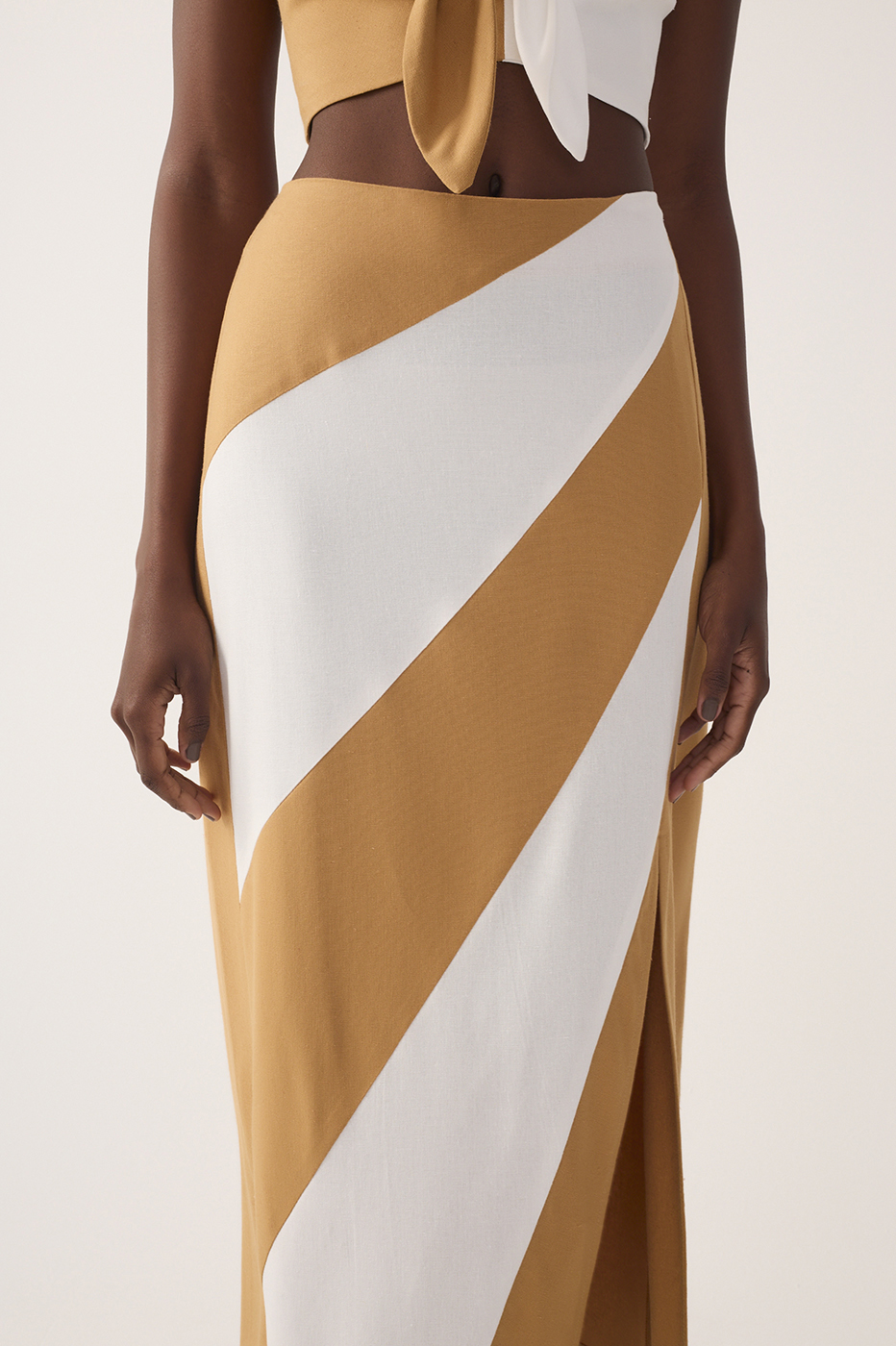 Bicolor Midi Linen Skirt_5