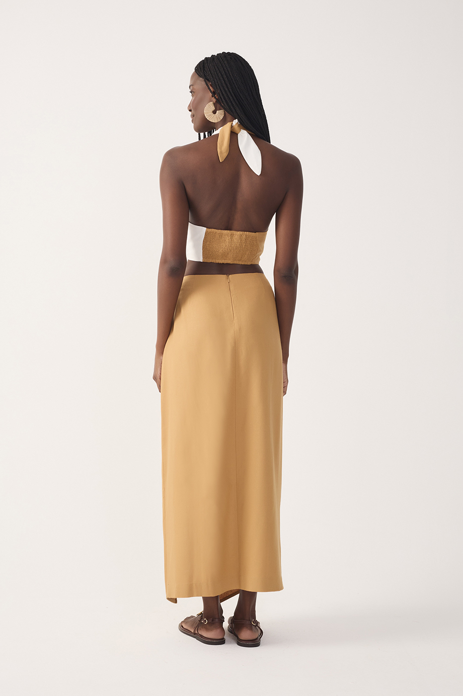 Bicolor Midi Linen Skirt_6