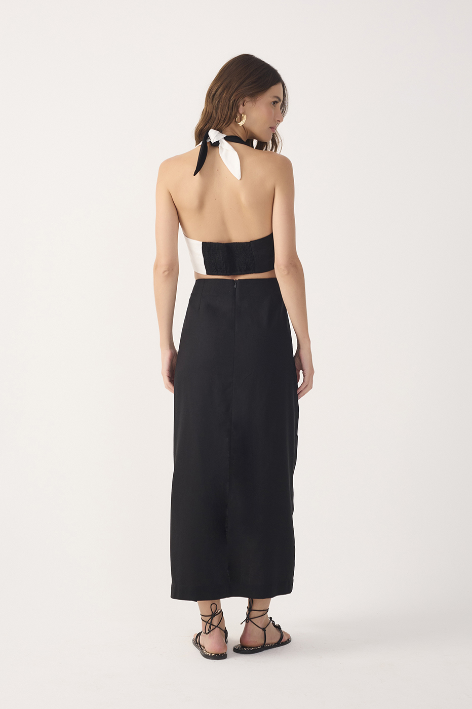 Bicolor Midi Linen Skirt_6