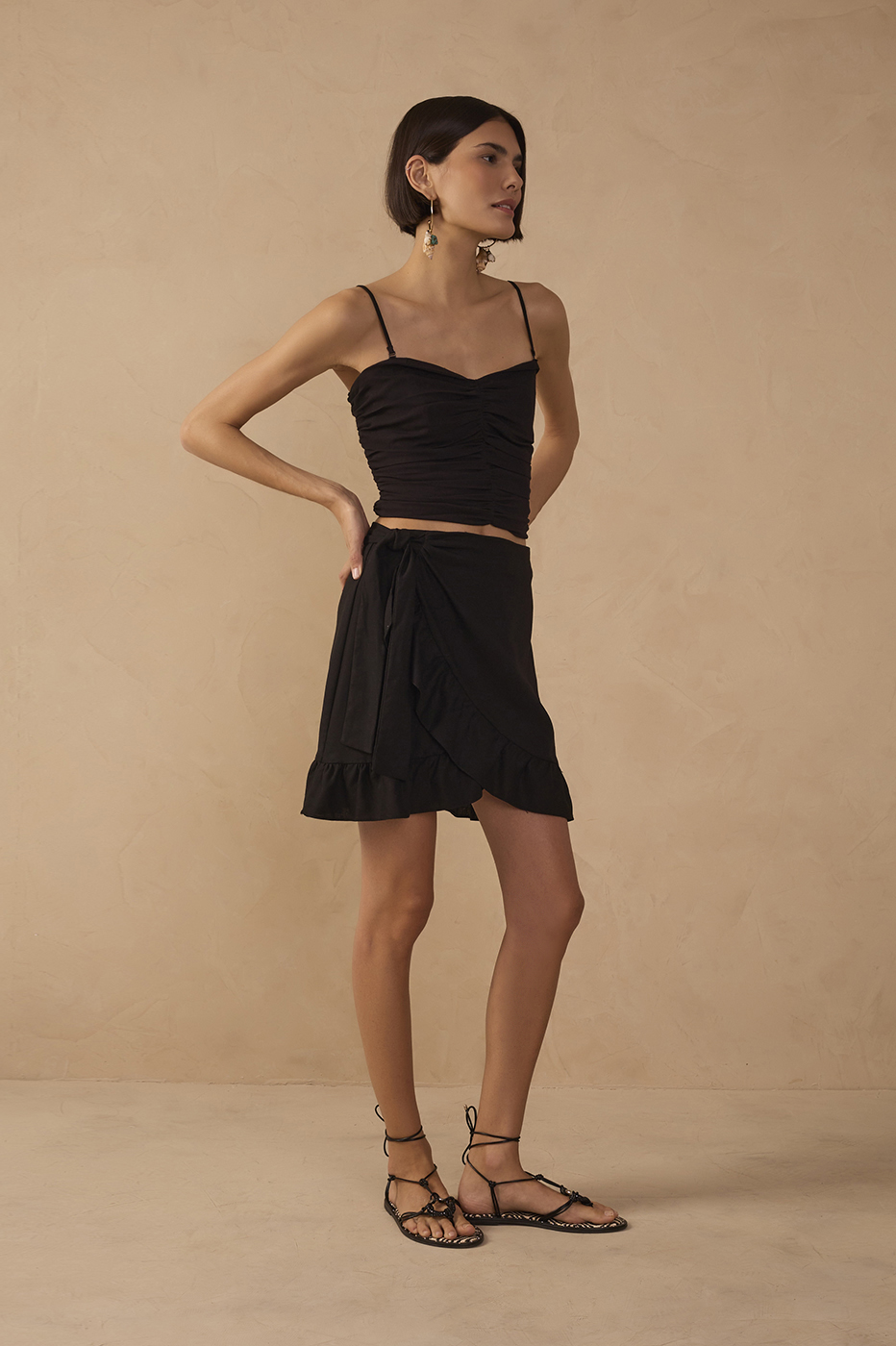 Short Wrap Linen Skirt_1