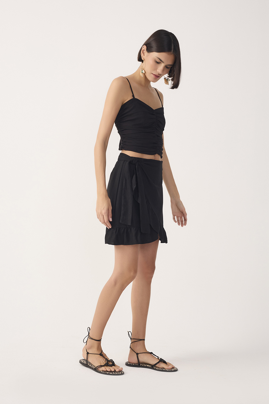 Short Wrap Linen Skirt