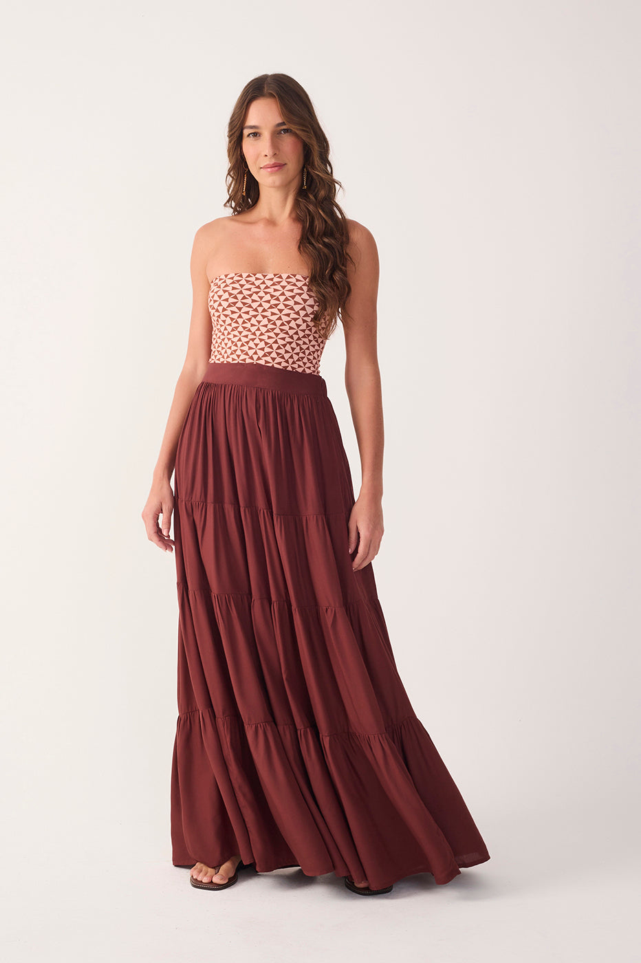 brown tiered maxi dress Brown 6-Tiered Maxi Dress MOLLYNISTA