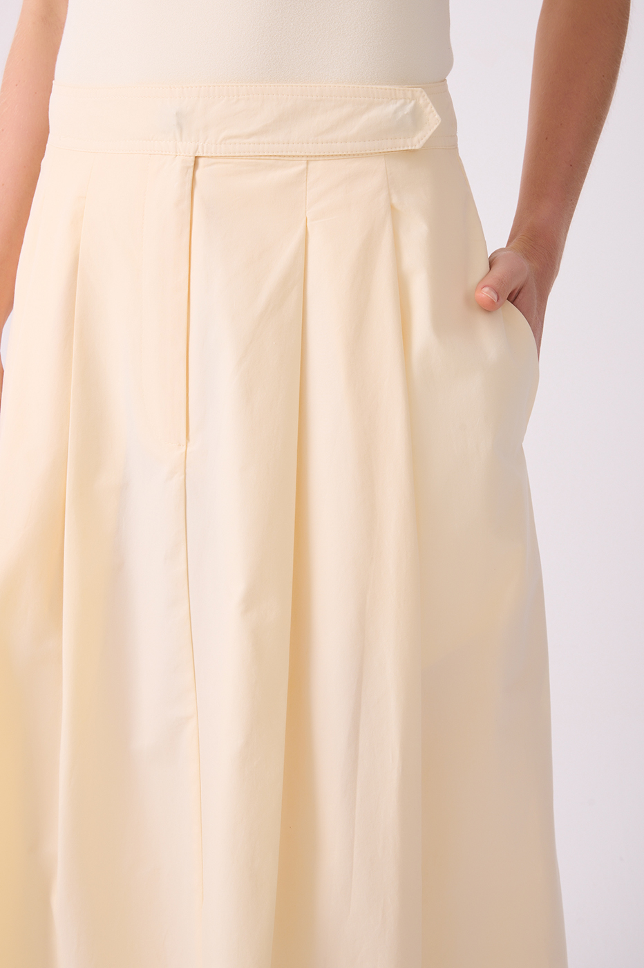 Pleated Tailored Cotton Maxi Skirt_5