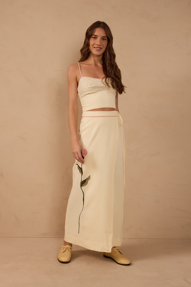 Off-White Embroidered Wrap Maxi Skirt_1