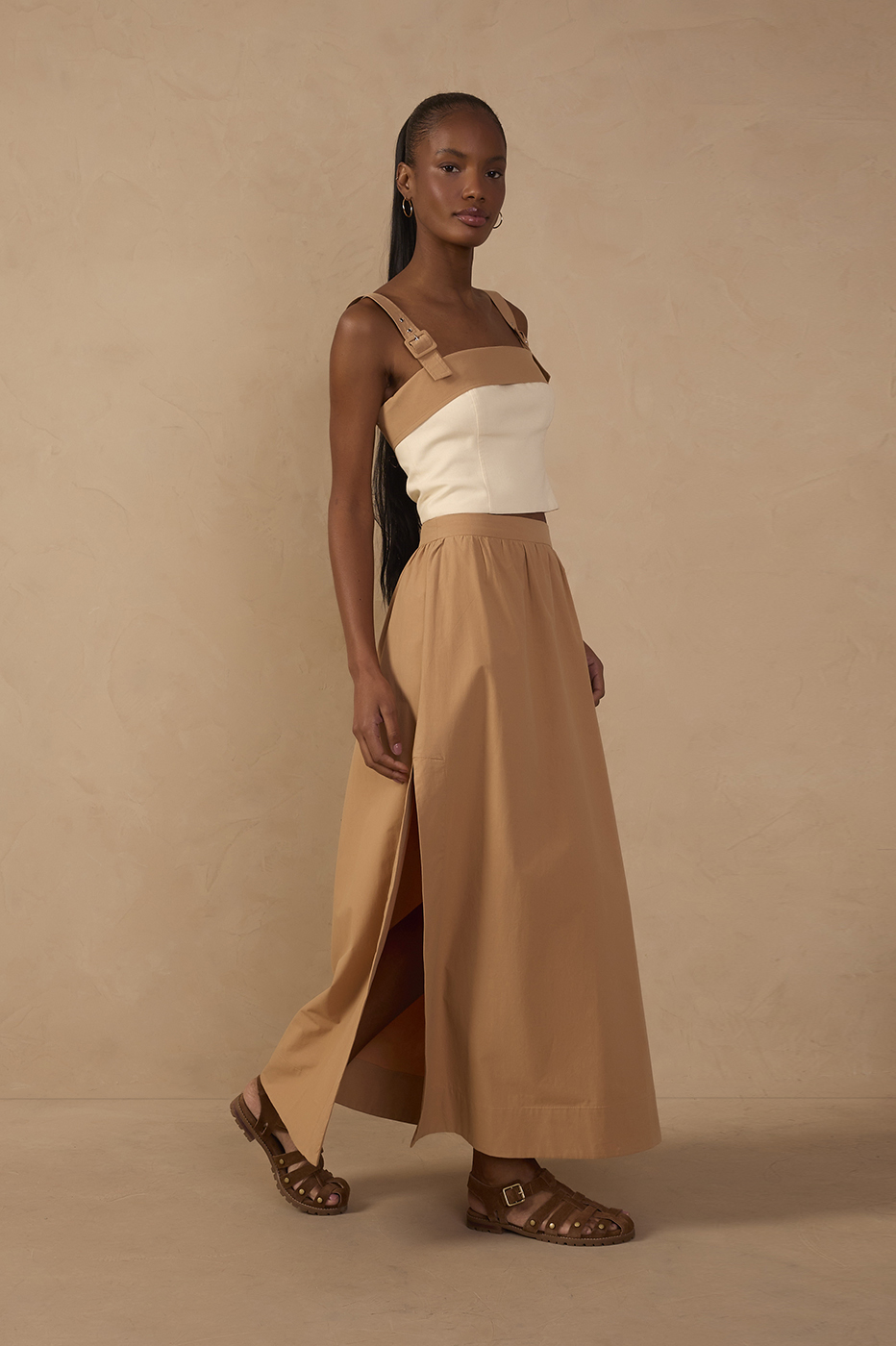 Side-Slit Cotton Maxi Skirt_1