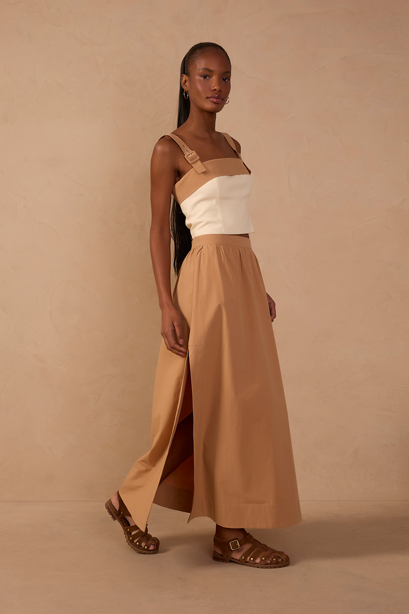 Side-Slit Cotton Maxi Skirt_1