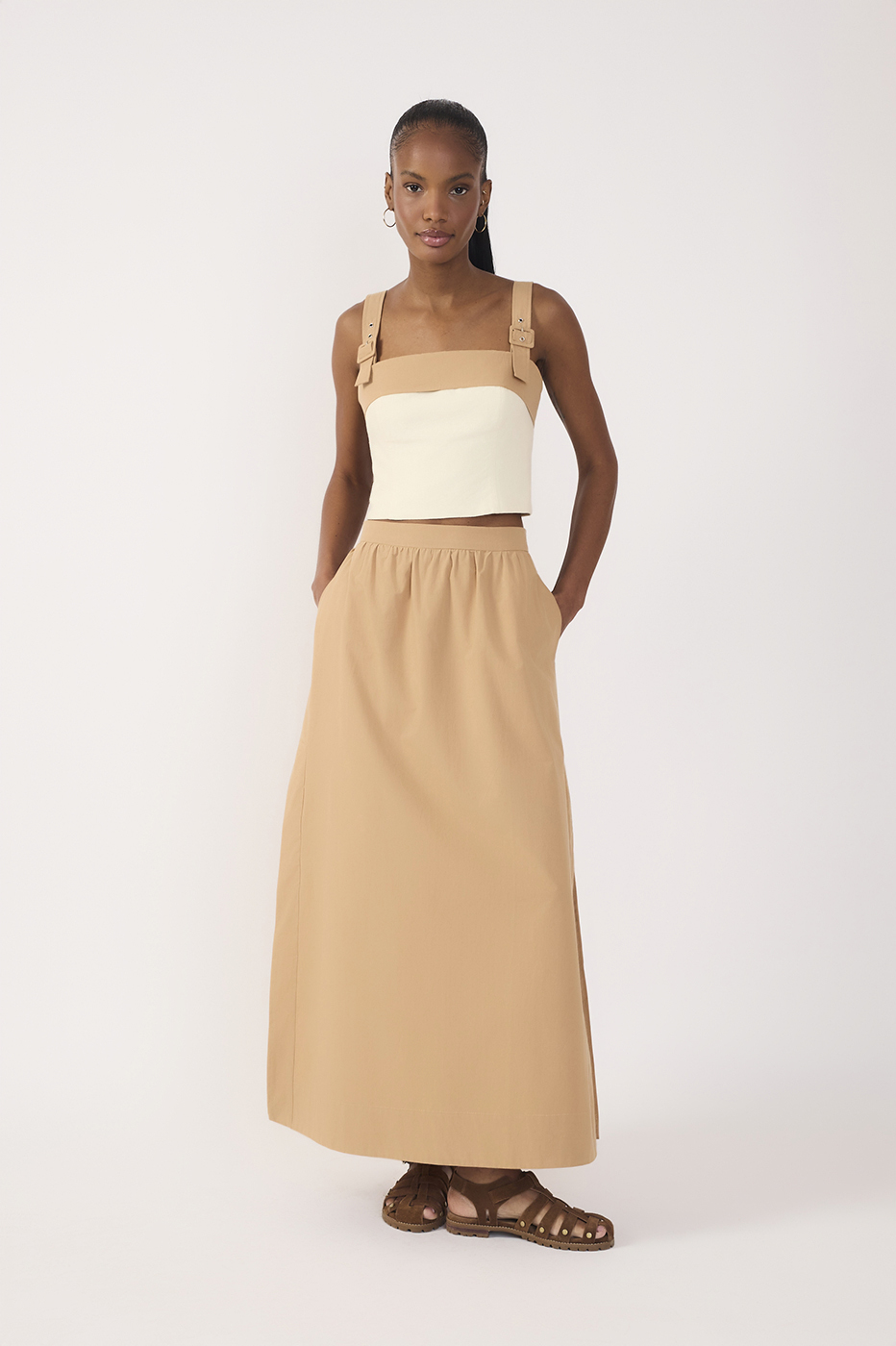 Side Slit Cotton Cropped Skirt_2