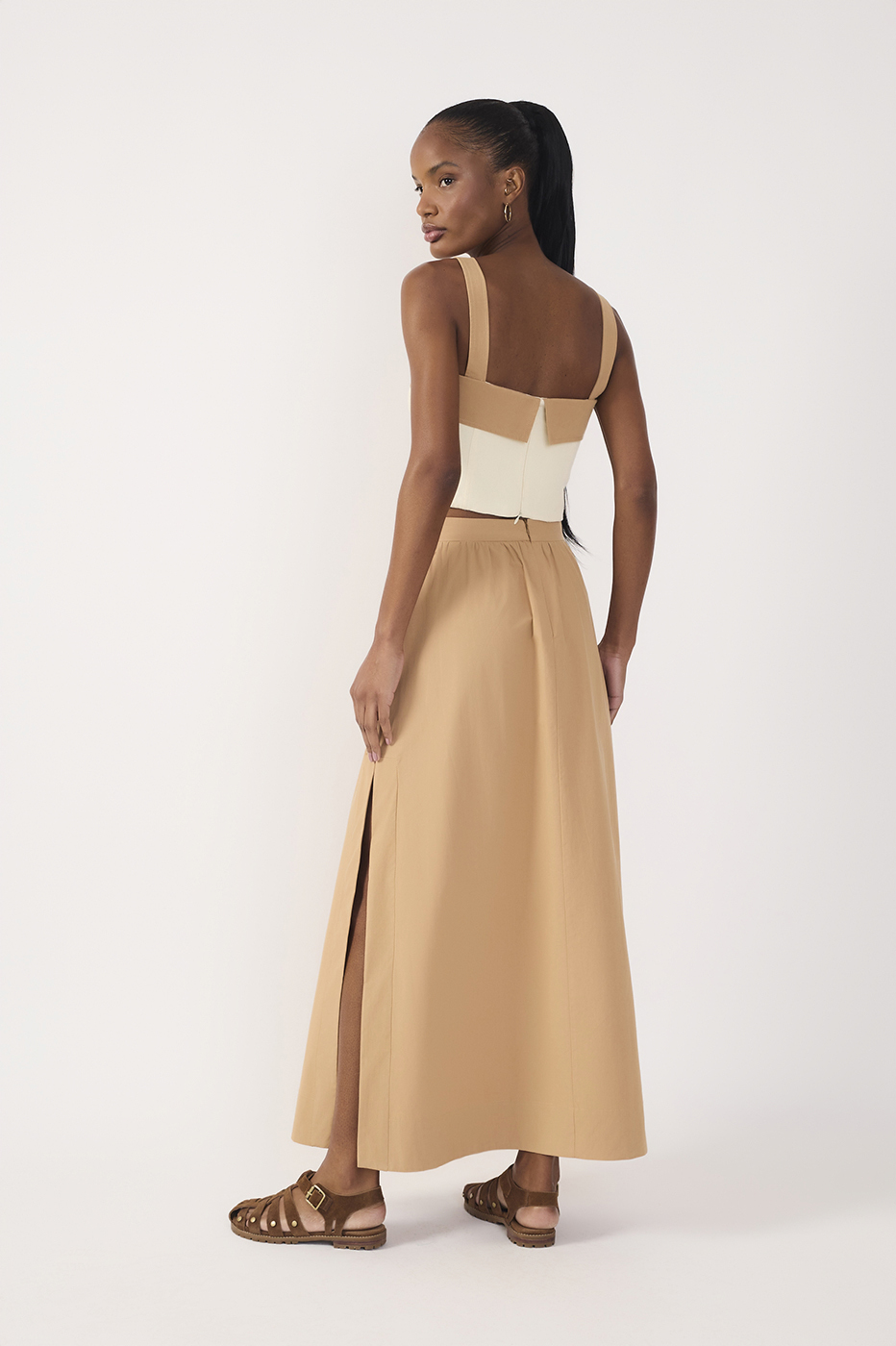 Side Slit Cotton Cropped Skirt_6