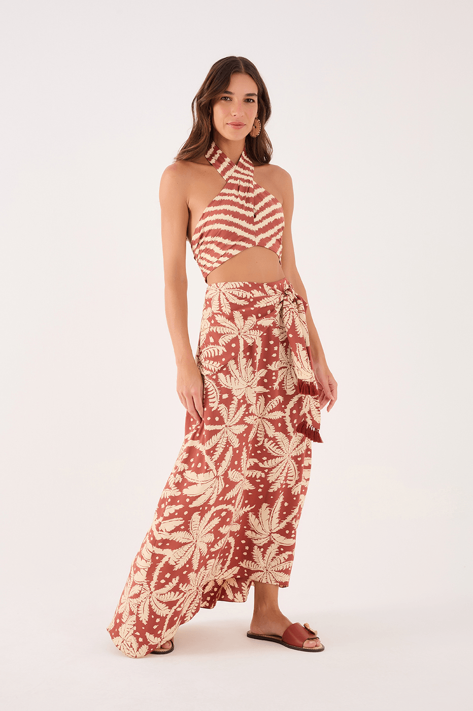 Cropped Crepe Skirt In Bahia Print_2