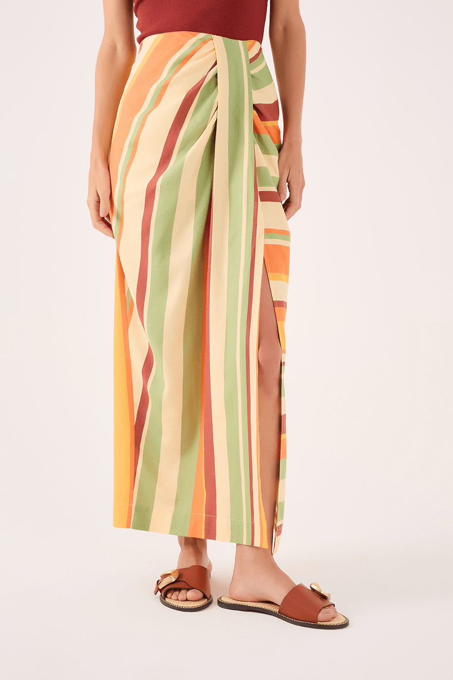 Linen Wrap Skirt In Calm Print_3