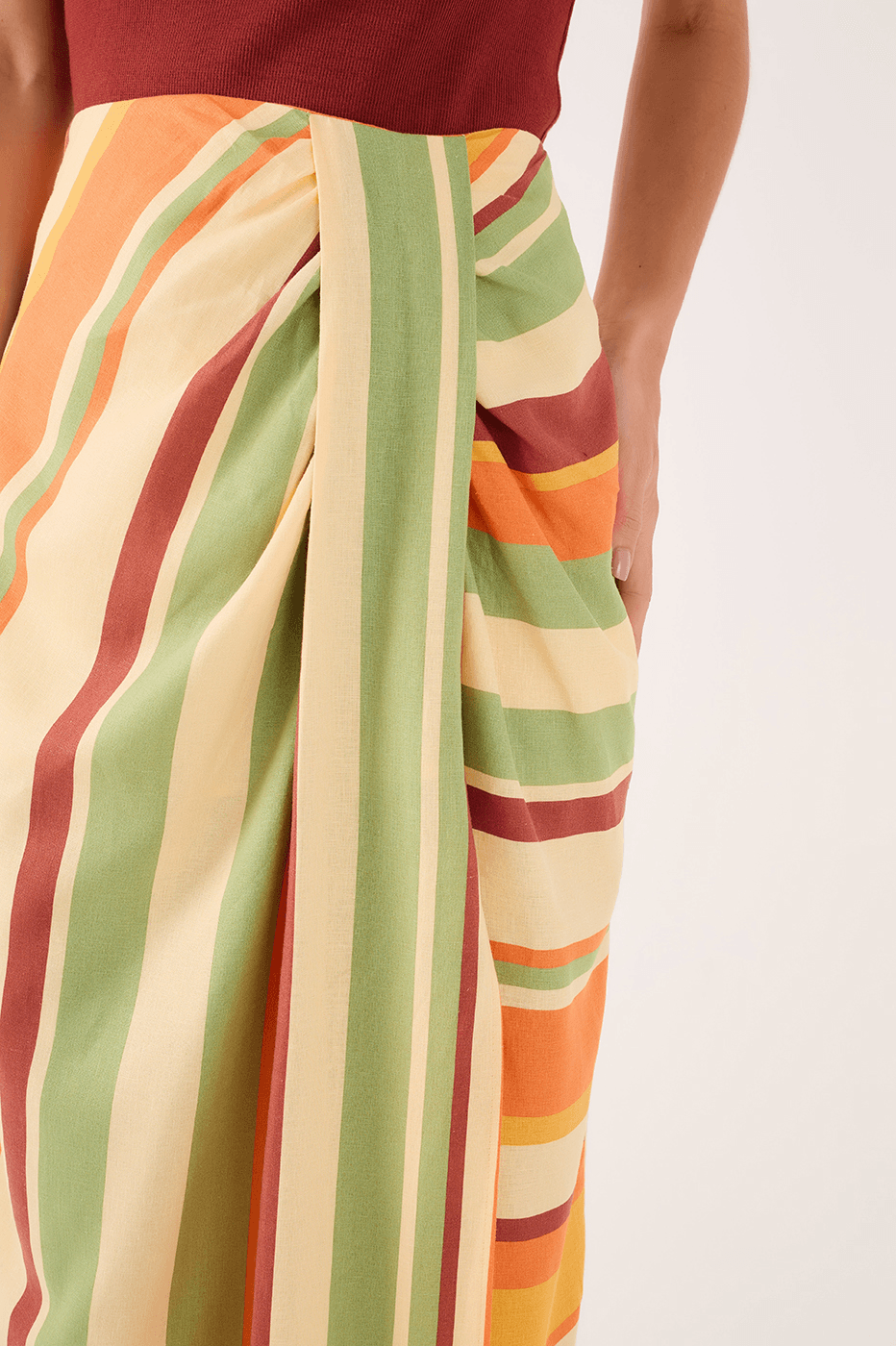 Linen Wrap Skirt In Calm Print_4